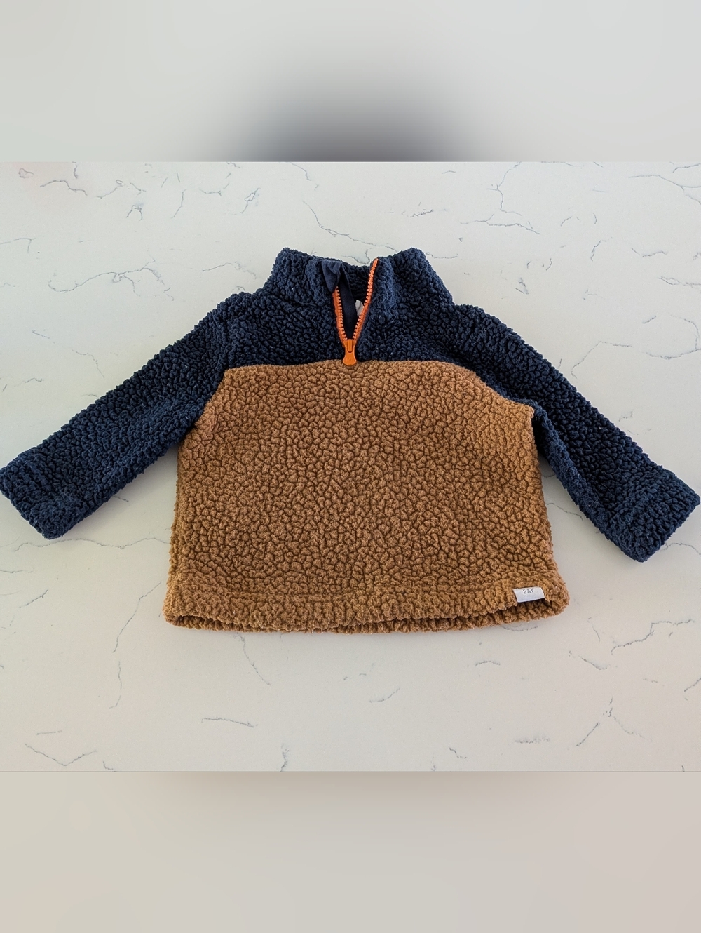 GAP Baby Sherpa Half-Zip Jacket - Navy & Orange